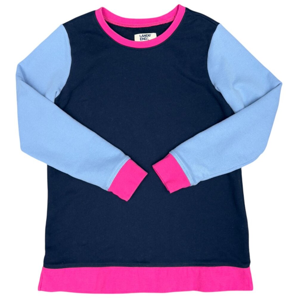 Women's LANDS' END "Serious Sweats" Colorblock Pullover Sweatshirt- Size S‎